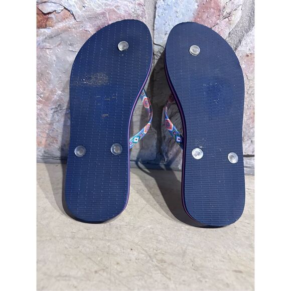 Vera Bradley Women's Size 10 Navy Blue Print Design Thongs Flip Flop Sandals - Picture 7 of 10
